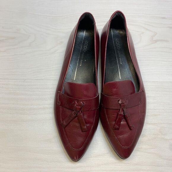 Ecco Women Leather Tassel Pointy Toe Ballerina Flat Loafer Size 39 - Picture 6 of 11